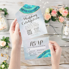 RSVP de Casamento da Fatia Geodésica do Teal & Dou
