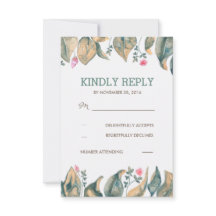 RSVP de Casamento da Floresta Russa com Folhas Dou