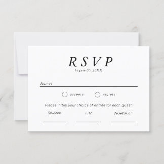 RSVP de Casamento da Tipografia Branca e Preta Sim