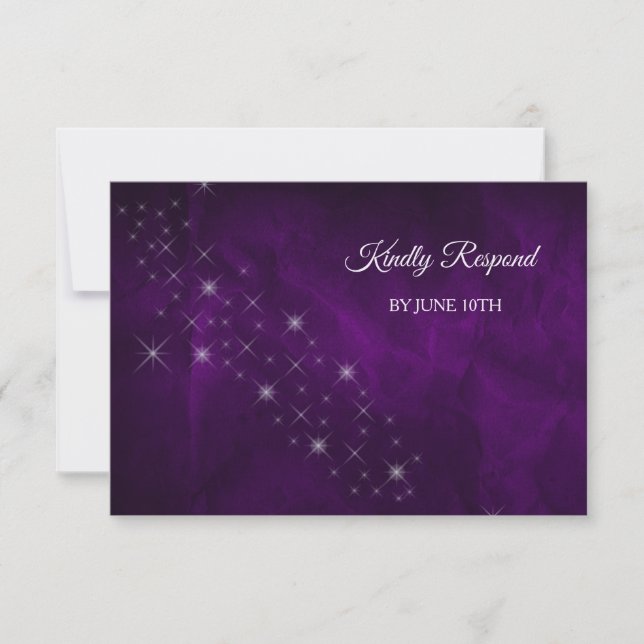 RSVP de Casamento das Estrelas de Prata Roxo Elega (Frente)