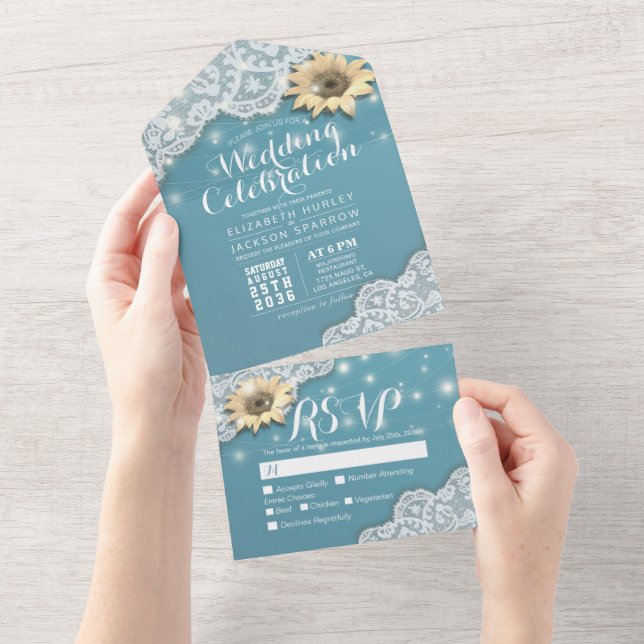 RSVP de Casamento das Luzes de Corda de Luz do Sol (Aba destacável)