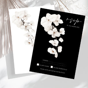 RSVP de Casamento das Orquídeas Negra e Branca Mod