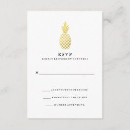 RSVP de Casamento de Abacaxi Dourado Elegante