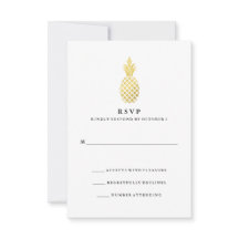 RSVP de Casamento de Abacaxi Dourado Elegante
