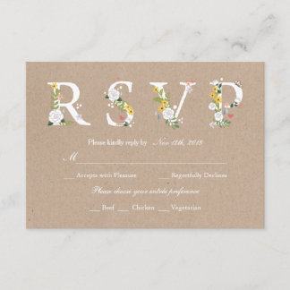 RSVP de Casamento de Amor Floral - fundo alterável