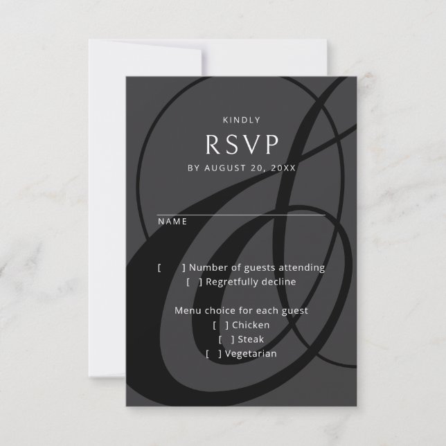 RSVP de Casamento de Ampersand Preto de Script Mod (Frente)