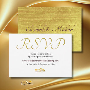 RSVP de Casamento de Anéis Dourados Elegantes