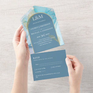 RSVP de Casamento de Aqua Azul com Derrante