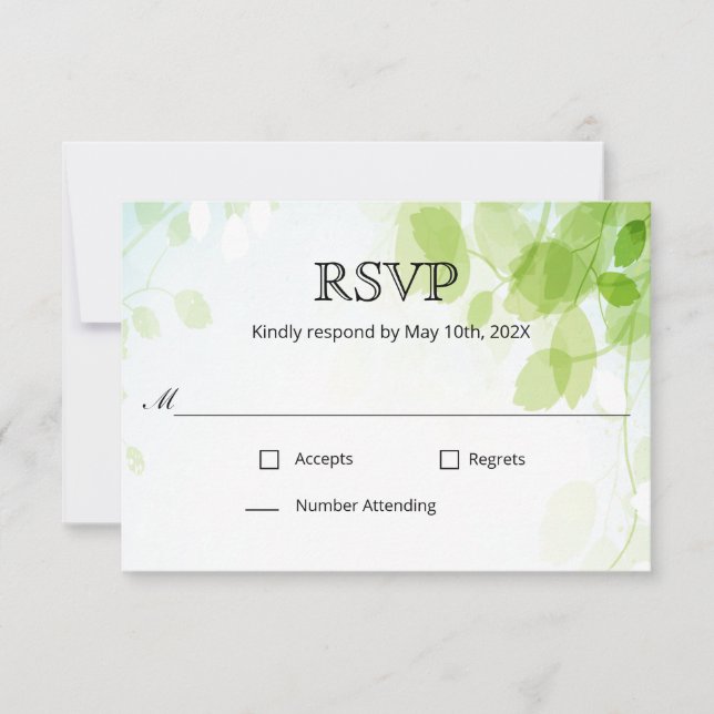 RSVP de Casamento de Aquarela de primavera (Frente)