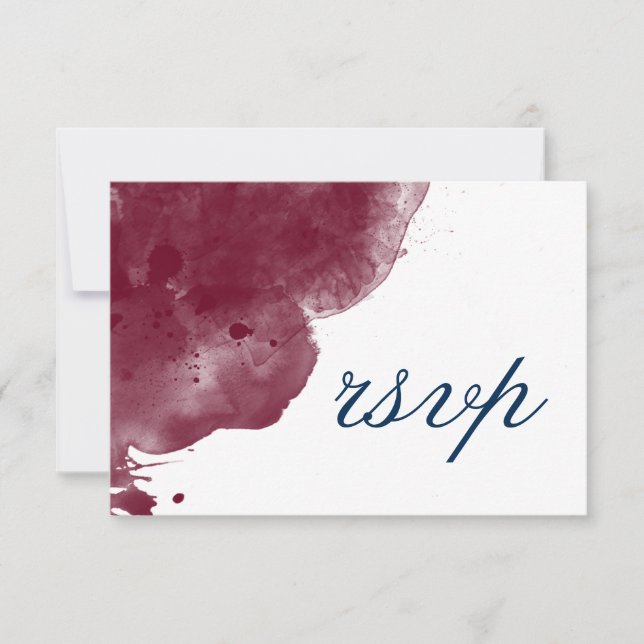 RSVP de Casamento de Aquarela do Website Burgundy  (Frente)
