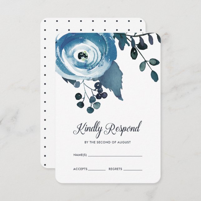 RSVP de Casamento de Aquarela Floral Inspirada na  (Frente/Verso)