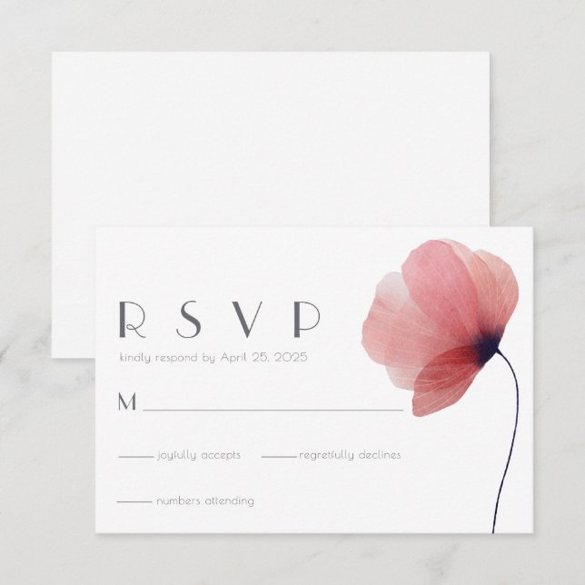 RSVP de Casamento de Aquarela Minimalista Elegante (Frente/Verso)
