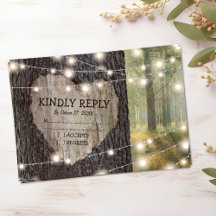 RSVP de Casamento de Árvore de Coração Gravada