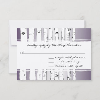RSVP de Casamento de Árvore de Nuvem Roxo
