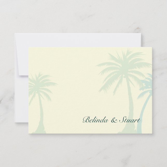 RSVP de Casamento de Árvore de Palma Verde - sem f (Frente)