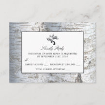RSVP de Casamento de Árvore de Prata Rústica