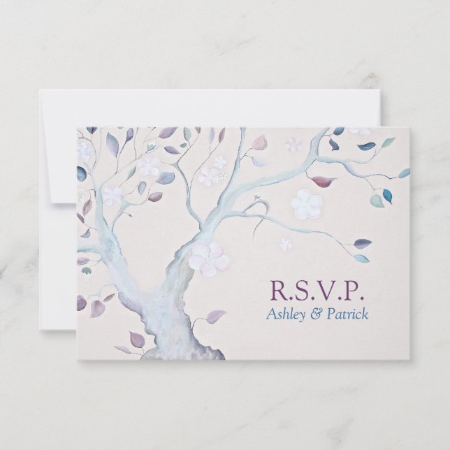 RSVP de Casamento de Árvore Fantasy (Frente)