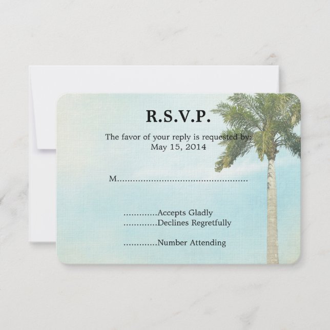 RSVP de Casamento de Árvore Tropical de Palma (Frente)