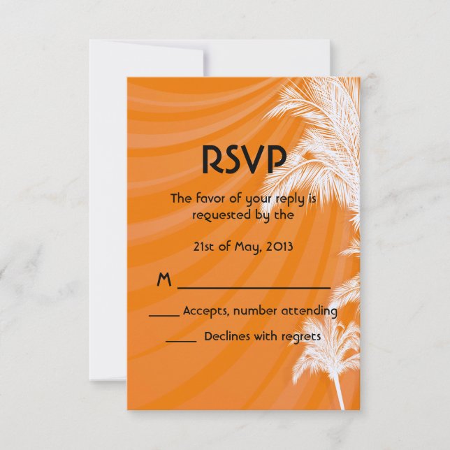 RSVP de Casamento de Árvores de Plama Sunset (Frente)