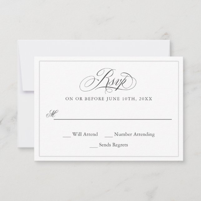 RSVP de Casamento de Assuntos Elegantes (Frente)