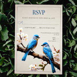 RSVP de Casamento de Aves Bluebird primavera