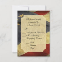 RSVP de Casamento de Bandeira Americana com Menu