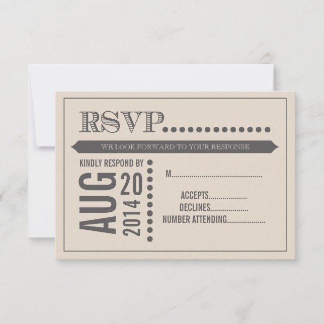 RSVP de Casamento de Beige e Cinzas do Script Mode (Frente)