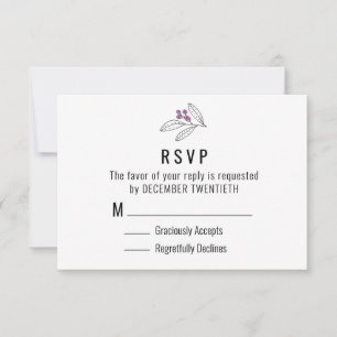 RSVP de Casamento de Berries Roxos Minimalista