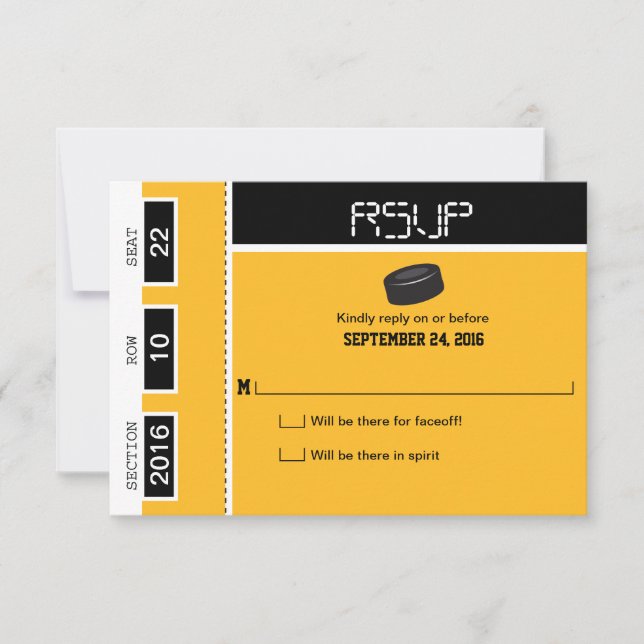 RSVP de Casamento de Bilhetes de Hockey (Frente)