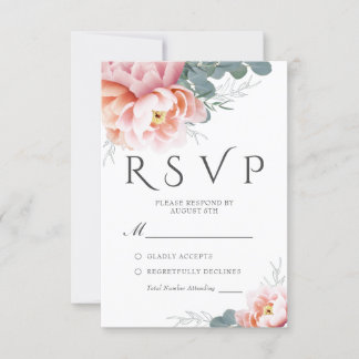 RSVP de Casamento de Blush Azul Elegante