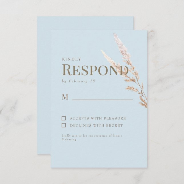 RSVP de Casamento de Boho Dourado Azul do Céu (Frente/Verso)