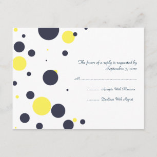 RSVP de Casamento de Bolinhas Azul e Amarelo