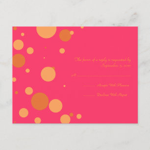 RSVP de Casamento de Bolinhas Laranja e Rosa