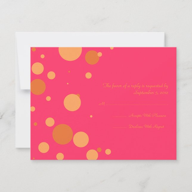 RSVP de Casamento de Bolinhas Laranja e Rosa (Frente)