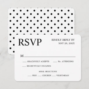 RSVP de Casamento de Bolinhas Negra e Branca Minim