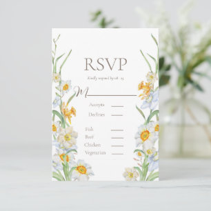 RSVP de Casamento de Borda Floral de Daffodil Bran