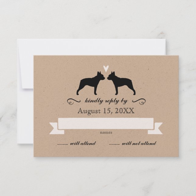 RSVP de Casamento de Boston Terrier Silhouettes (Frente)
