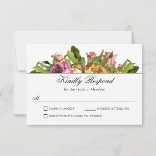 RSVP de Casamento de Buquê Floral Rosa