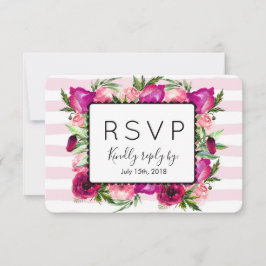 RSVP de Casamento de Buquê Floral Rosa Rosa Rosa R