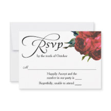 RSVP de Casamento de Buquê rosa vermelha
