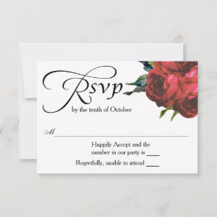 RSVP de Casamento de Buquê rosa vermelha