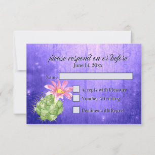 RSVP de Casamento de Cactus de Cor-de-Água Rosa