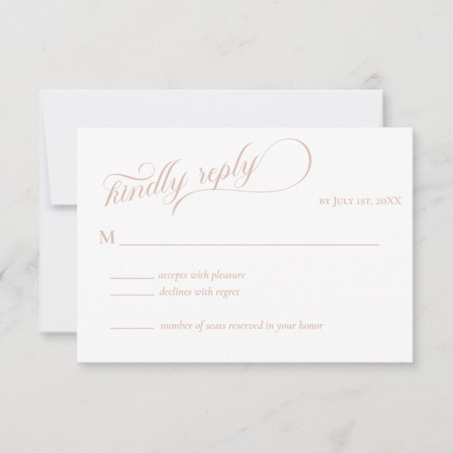 RSVP de Casamento de Caligrafia de Beige Elegante (Frente)