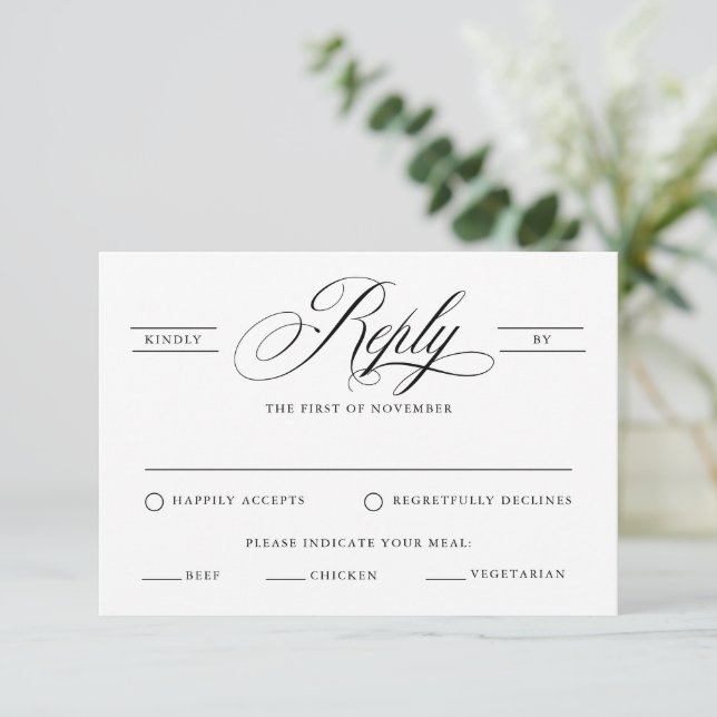 RSVP de Casamento de Caligrafia Simples Clássica (Em pé/Frente)