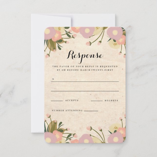 RSVP de Casamento de Canvas Floral de Cólvora Rust (Frente)
