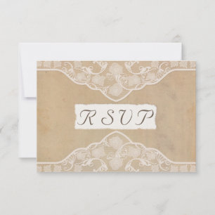 RSVP de Casamento de Canvas, Papel e Lace