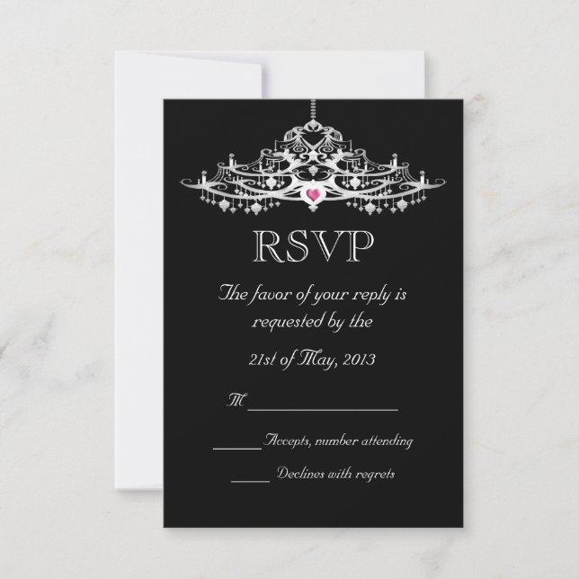 RSVP de Casamento de Chandelier Elegante (Frente)
