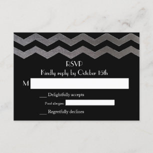 RSVP de Casamento de Chevron Noturno Bilíngue do S