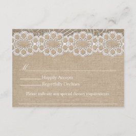 RSVP de Casamento de Chiques de Burlap e Vintage L