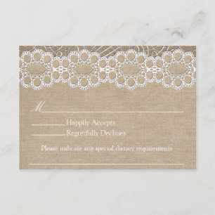 RSVP de Casamento de Chiques de Burlap e Vintage L
